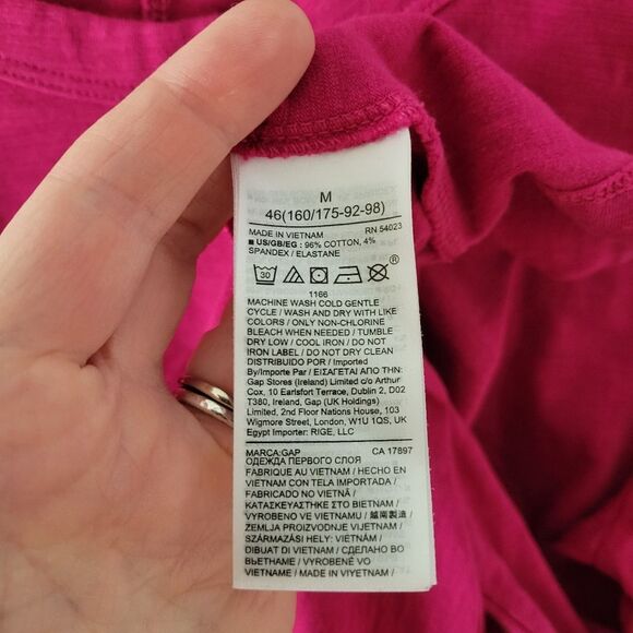 GAP Foreversoft T Long Sleeve Pink Top Cotton Blend M Bright Beet - Picture 4 of 5